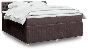 3289873 vidaXL Pat box spring cu saltea, maro închis, 200x200 cm, textil