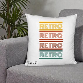 Perna Decorativa RETRO Text Multicolor, 40x40 cm, Alb Pufos, Husa Detasabila, Perna Inclusa, BEKZ®