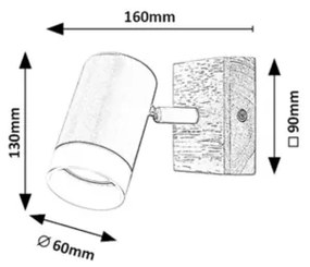 Spot de perete TORAS 1xGU10/5W/230V stejar Rabalux 73121