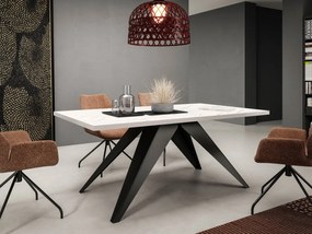 Masă sufragerie extensibilă Awalean 140 (Negru + Marmură bianco) (pentru 6-10 persoane). 1105360