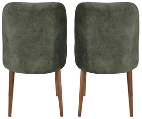 Set 2 scaune haaus Dallas, Nuc/Verde inchis, textil, picioare metalice