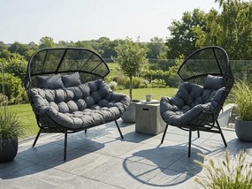 Canapea de gradina AURELO cu doua locuri 146 cm, neagra