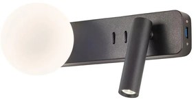 Redo 01-2994 - Aplica de perete LED OASIS LED/3W/230V+1xG9/10W USB CRI 90 neagră