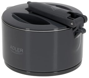 Fierbator pentru calatorii Adler AD 1377, 600W, 0,6 l, Corp pliabil din silicon, Protectie la supraincalzire, Indicator luminos, Gri/Negru