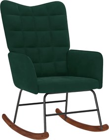 vidaXL Scaun balansoar, verde închis, catifea