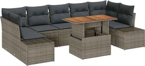 vidaXL Set de canapele pentru grădină 8 pcs Gri Rattan poli