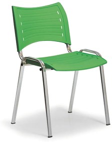 Scaun din plastic SMART - picioare cromate, verde