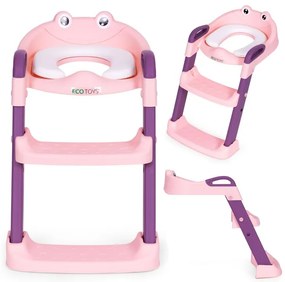 Șezut de toaletă pentru copii cu trepte - roz