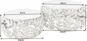 Set de 2 masute design unicat realizate manual Abstract Leaf argintiu