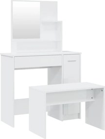 vidaXL Set măsuță de toaletă, alb extralucios, 86,5x35x136 cm