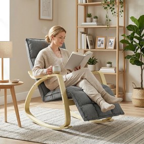 HOMCOM Fotoliu balansoar cu suport pentru picioare reglabil, fotoliu relax tapițat, gri | Aosom Romania
