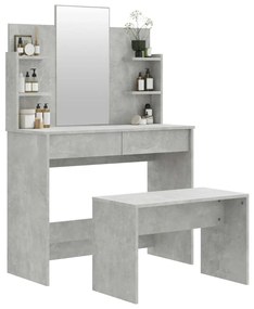 Set masuta de toaleta, gri beton, 96x40x142 cm