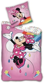 Disney Minnie Rainbows husa de pat 140×200cm, 63×63 cm microfibră