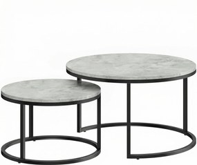 HOMCOM Set 2 măsuțe de cafea moderne, suprapuse, rotunde, gri marmorat | Aosom Romania