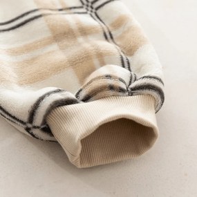 Patura cu maneci si gluga, imitatie de miel PLAID, cremova