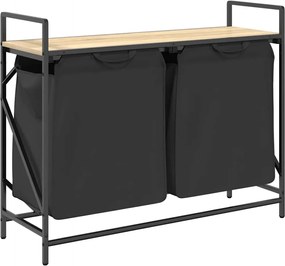 vidaXL Coș de rufe 2 compartimente cu raft stejar sonoma