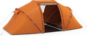 Outsunny Cort tunel pentru 4-6 persoane, cort de camping cu ușă, prelată la sol, impermeabil 2000mm, Portocaliu | Aosom Romania