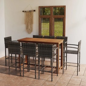 3068021 vidaXL Set mobilier bar de grădină, 9 piese, gri