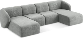 Colțar gri cu tapițerie din chenille (în formă de "U") Lani – Makamii