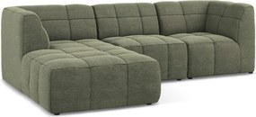 Colțar verde cu tapițerie din țesătură bouclé (cu colț pe partea stângă/cu șezlong) Aloha – Makamii