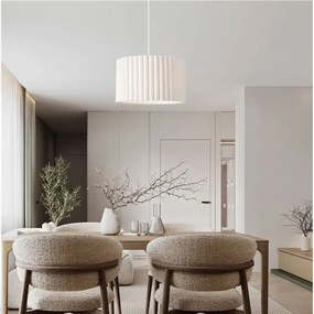 Lustra suspendata cu abajur din in alb Nos