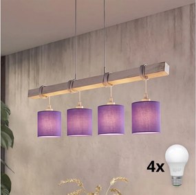 Brilagi - Lustru LED suspendat pe cablu NUBILA 4xE27/60W/230V gri/violet