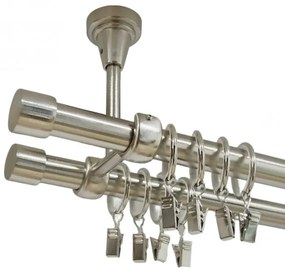 Galerie dubla capacel prindere tavan 19 mm inox (Alege marime: 320 cm)