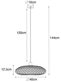 Lampă suspendată orientală din bambus negru 40 cm - Ostrava