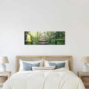 Tablou - trepte din lemn în pădure (cu ceas) (90x30 cm)