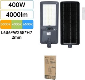 Aigostar - Lampă stradală solară LED cu senzor/400W/3,2V 4800mAh + telecomandă