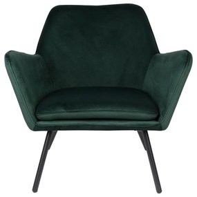 Fotoliu cu tapițerie din catifea White Label Bon, verde închis