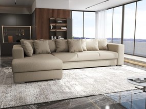 Colțar extensibil dumonde cu ladă de depozitare si sezut confortabil din spuma high-density, Gloria Enjoy Camel 320x183 cm