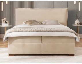 Pat boxspring bej cu spațiu de depozitare 140x200 cm Lysa – Ropez