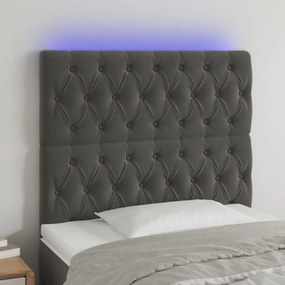 3122797 vidaXL Tăblie de pat cu LED, gri închis, 90x7x118/128 cm, catifea