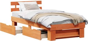 vidaXL Cadru de pat Maroniu cerat 80 x 200 cm Lemn de pin masiv
