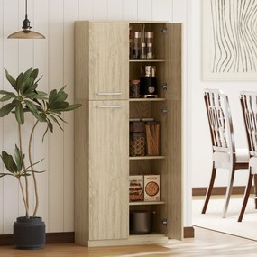 HOMCOM Mobilier de Depozitare cu 2 Dulapuri și Rafturi Reglabile din Lemn Stejar | Aosom Romania