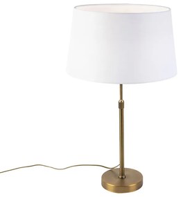 Lampă de masă din bronz cu abajur din in alb 35cm - Parte
