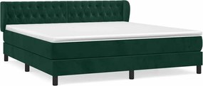 vidaXL Pat box spring cu saltea, verde închis, 180x200 cm, catifea