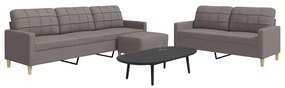 vidaXL Set de canapea cu perne, 3 piese, gri taupe, material textil