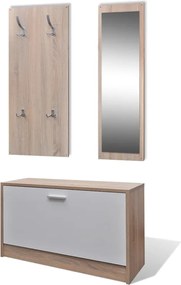 vidaXL Set dulap pantofi 3 în 1 din lemn, stejar și alb