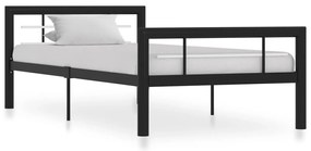 vidaXL Cadru de pat, negru și alb, 90 x 200 cm, metal