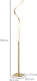 HOMCOM Lampă de Podea cu Lumini LED Reglabile și Întrerupător cu Pedală, 20,5x20,5x146 cm, Auriu | Aosom Romania