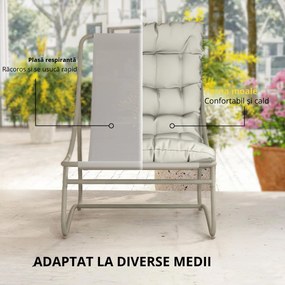 Outsunny Set de grădină 3 piese cu 2 scaune lounge, masă de cafea și perne pentru exterior, patio, balcon, Gri deschis | Aosom Romania