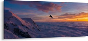 Tablou în apus de soare, Mont Blanc (120x50 cm)