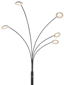 Lampa de podea de design neagră cu LED dimmer cu 5 lumini - Sixties Trento
