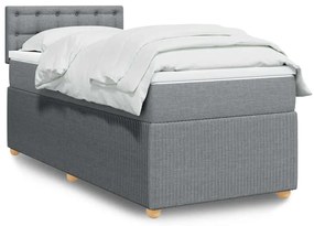 vidaXL Pat continental cu saltea, gri deschis, 80x200 cm, textil