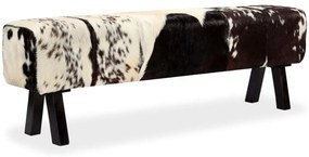 Banca, 160 x 28 x 50 cm, piele naturala de capra Alb si negru, 160 x 28 x 50 cm