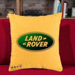 Perna Personalizata cu emblema Land Rover, 40x40 cm, Galben, Husa Detasabila, Perna Inclusa, BEKZ®