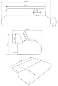 Canapea extensibilă PRATO, 3 locuri, cu spațiu de depozitare, bej