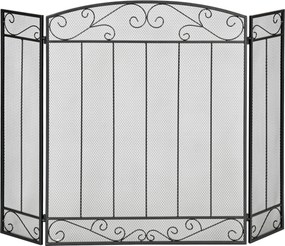 Parascantei pentru Semineu, protectie de scantei pentru semineu Pliabil, 3 Panouri Metal si Otel Negru 105x1,6x80,5cm HOMCOM | Aosom Romania